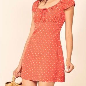 Reformation Floral Print Maison Mini Dress Orange White  Size XL
